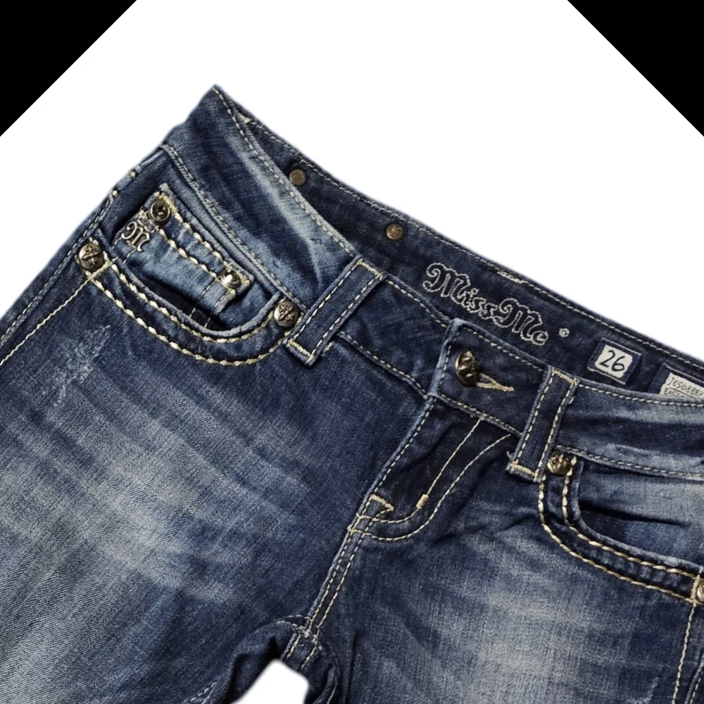 Miss Me Blue Ankle Cropped Jeans with Detailed Craftsmanship - Picture 6 of 8